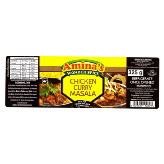 Amina's CHICKEN CURRY MASALA 325GR Amina's CHICKEN CURRY MASALA 325GR
