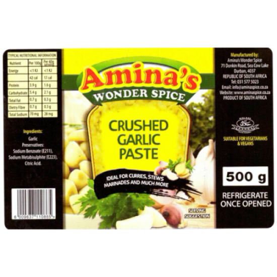 Amina's GARLIC CRUSHED 300GR Amina's GARLIC CRUSHED 300GR