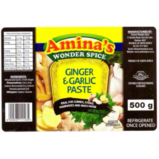 Amina's GINGER & GARLIC PASTE 300GR Amina's GINGER & GARLIC PASTE 300GR