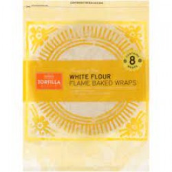 Tortilla White Flour Flame Baked Wraps 8